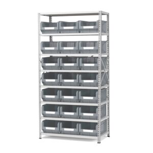 Regál POWER s 21 šedými plastovými boxami APART